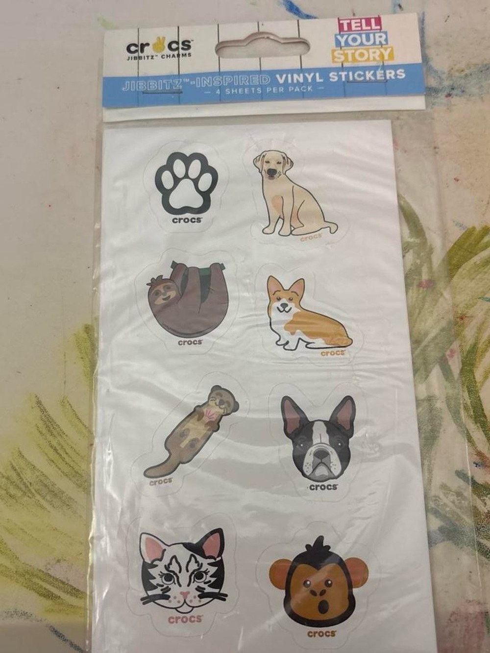 CROCS Jibbitz-Inspired Vinyl Sticker Sheet in Blue, Yellow, Pink, Green